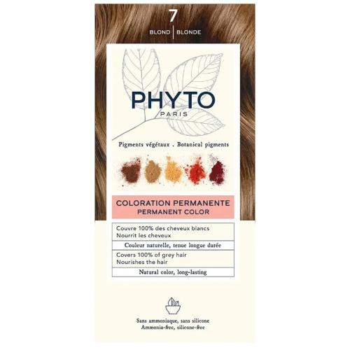 Phyto Permanent Hair Color Kit Μόνιμη Βαφή Μαλλιών με Φυτικές Χρωστικές, Χωρίς Αμμωνία 1 Τεμάχιο - 7 Ξανθό
